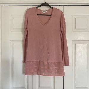 Cloud Chaser Blouse in Blush with Lace Trim